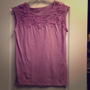 XS Loft Lace/Cotton Shirt